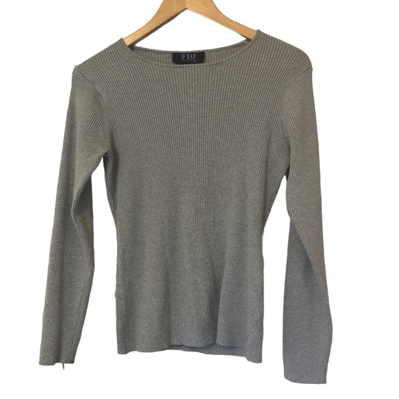 FDJ ‘French Dressing Jeans’ Grey Rib Crew Neck Sweater - Picture 5 of 9